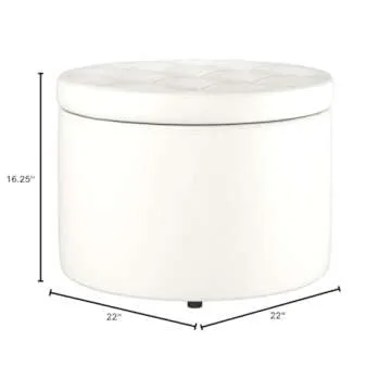 Rich Ivory Faux Leather Ottoman for Stylish Storage