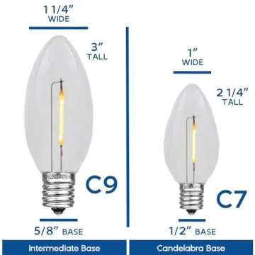 Novelty Lights Ceramic Christmas Replacement Bulbs - Outdoor Individual Bulbs for Events, Holiday Parties, Patios, and More - C7/E12 Candelabra Base, 5 Watt Lights (Multicolor, 25 Pack)