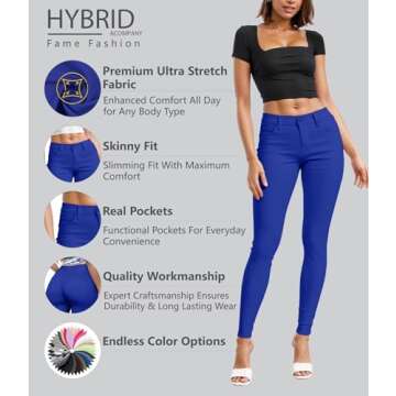 Hybrid & Company Women’s Ultra Stretch Comfy Skinny Leg Pants - Versatile Style
