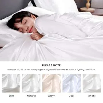 HOdo Home Satin Duvet Cover Queen Size, 3 Piece Silk Like Comforter Cover, Ultra Soft and Breathable Bedding Set with Zipper Closure & Corner Ties