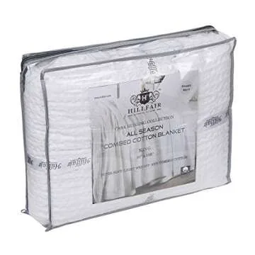 HILLFAIR 100% Combed Cotton Blanket– Queen Size Bed Blanket– Warm Soft All Season Breathable Lightweight Summer Blankets– Waffle Weave Home Decor Bed Blanket- White Queen Bed Cotton Blankets/Bedcover