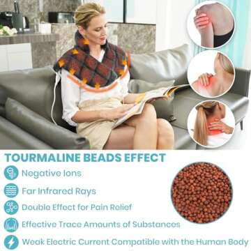 Nalax Weighted Heating Pad for Neck and Shoulders, Extra Large Neck Heating Pad, 24"x 20", 6 Heat Se...