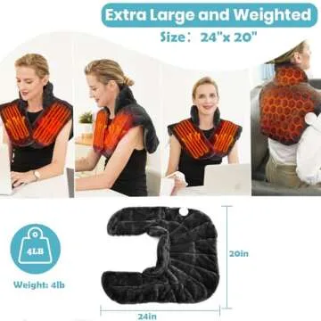 Nalax Weighted Heating Pad for Neck and Shoulders, Extra Large Neck Heating Pad, 24"x 20", 6 Heat Settings with Memory Function, 4 Timers with Auto Shut Off, 4lb Weighted Bead, Christmas for Men Women