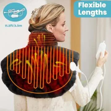 Nalax Weighted Heating Pad for Neck and Shoulders, Extra Large Neck Heating Pad, 24"x 20", 6 Heat Settings with Memory Function, 4 Timers with Auto Shut Off, 4lb Weighted Bead, Christmas for Men Women