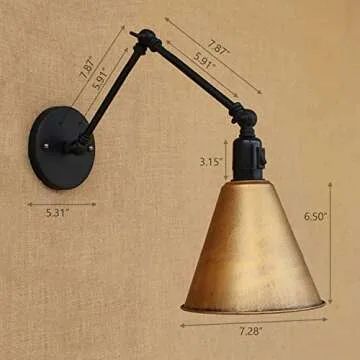 NIUYAO Vintage Industrial Wall Lighting Adjustable Swing Arm Retro Style Antique Wall Lamp Decor Lighting Fixture Wall Sconces for Study Room Bedside Wall Lighting … 448772