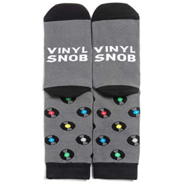 Lavley - Nerd Socks - Funny Gifts for Book Lovers, Music Lovers, Men and Women (US, Alpha, One Size, Regular, Regular, Vinyl)
