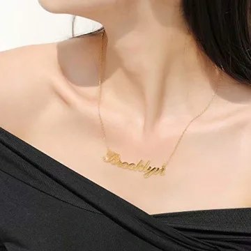 MONOOC Katie Name Necklace Personalized, Gold Plated Custom Nameplate Necklace Charm Jewelry Gift for Women Katie