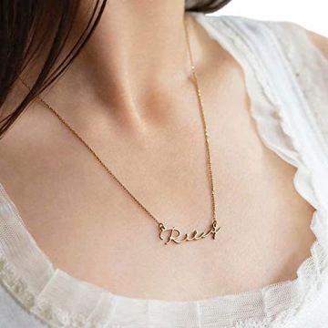 MONOOC Katie Name Necklace Personalized, Gold Plated Custom Nameplate Necklace Charm Jewelry Gift for Women Katie