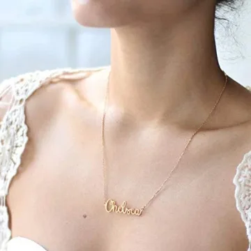 MONOOC Katie Name Necklace Personalized, Gold Plated Custom Nameplate Necklace Charm Jewelry Gift for Women Katie