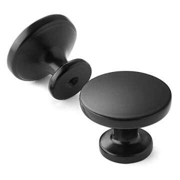 Cauldham 10 Pack Solid Round Kitchen Cabinet Knobs Pulls (1-1/8" Diameter) - Dresser Drawer/Door Har...