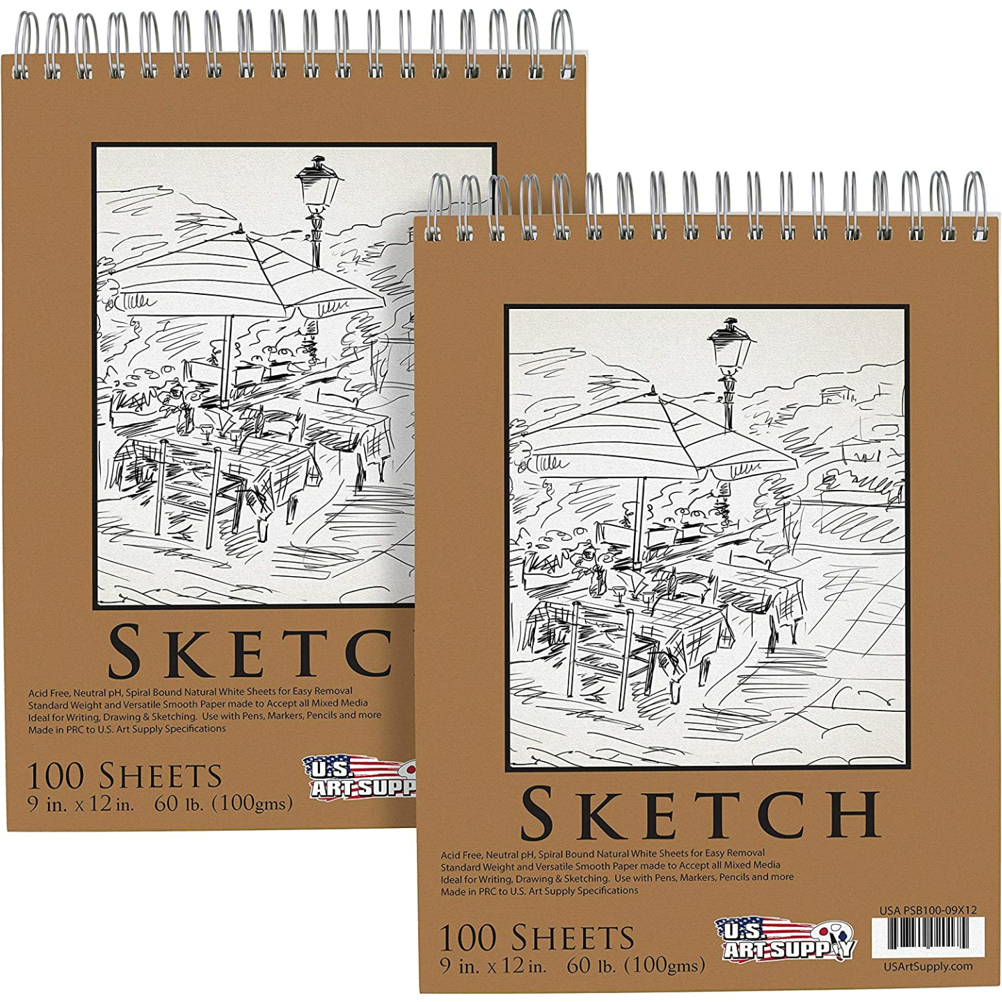 Quality Spiral Bound Sketch Book Pack of 2