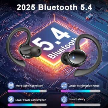 Wireless Earbuds, Bluetooth 5.4 Headphones Sport, 50H Deep Bass Sound Over Ear buds with 4 ENC Noise...
