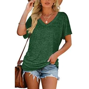 Women's V Neck Short Sleeve Dolman Tops - Comfortable Casual Wear for Summer