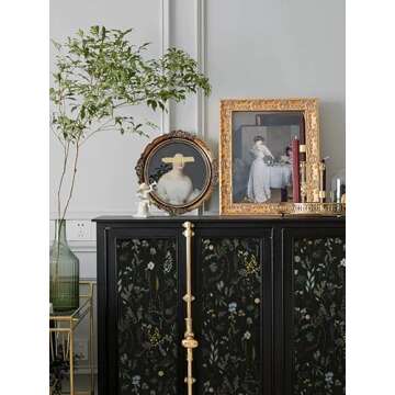 Dimoon 78.7"x16.1" Floral Peel and Stick Wallpaper Black Contact Paper Thicken Wallpaper Delicate Fl...