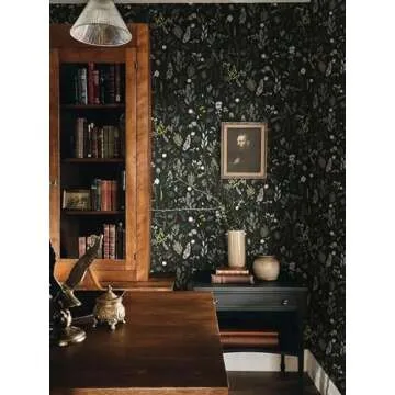 Dimoon 78.7"x16.1" Floral Peel and Stick Wallpaper Black Contact Paper Thicken Wallpaper Delicate Flower Waterproof Green Leaf White Self Adhesive Removable Wall Paper Shelf Liner Decal Vinyl Roll