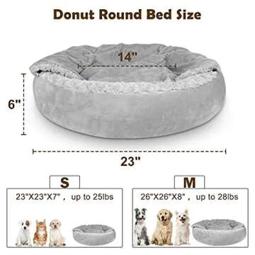 JOEJOY Small Dog Bed Cat Bed with Hooded Blanket, Cozy Cuddler Luxury Puppy Pet Bed, Donut Round Cal...