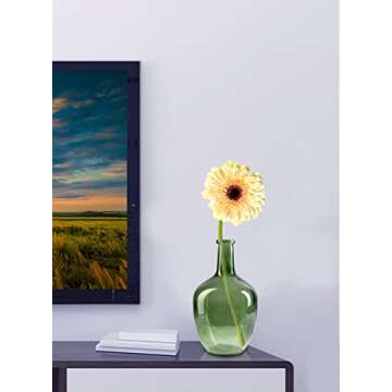 Serene Spaces Living Olive Green Bottleneck Glass Vase - Elegant Vintage Floor Vase for Long-Stemmed Floral Arrangements, 7.48" Diameter & 12" Tall (Pack of 1)