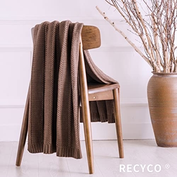 Super Soft RECYCO Cable Knit Throw Blanket 50x60