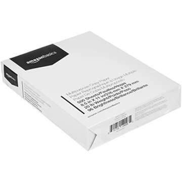 Amazon Basics Multipurpose Copy Printer Paper, 20 Pound, White, 96 Brightness, 8.5 x 11 Inch, 1 Ream , 500 Sheets Total