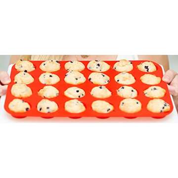Laminas Silicone Mini Muffin Pan - 24 Cup Non-Stick Baking