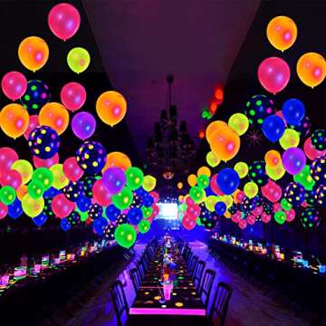 90 Neon Balloons for Parties Glow in the Dark