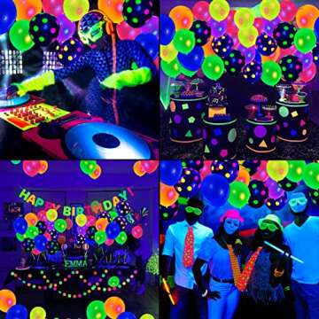 90 Neon Balloons for Parties Glow in the Dark