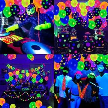 90 Neon Balloons for Parties Glow in the Dark