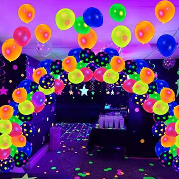 90 Neon Balloons for Parties Glow in the Dark