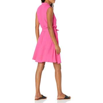 Amazon Essentials Women's Sleeveless Relaxed-Fit Woven Shirt Dress, Hot Pink, Small