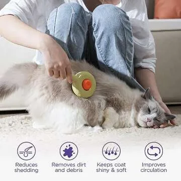 HICC GROOM! Pet Grooming Brush for Cats and Dogs, Self-Cleaning Sliker Brush for Removes Mats, Tangles, and Loose Hair, Shedding Brush for Short or Long Haired Cats/Dogs (Donut)