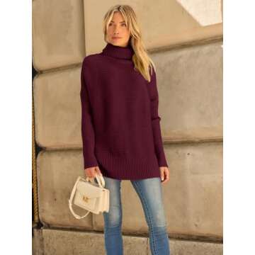 LILLUSORY Womens Turtleneck Oversized Tunic Fall Sweaters 2024 Casual Long Pullover Knit Winter Cute...