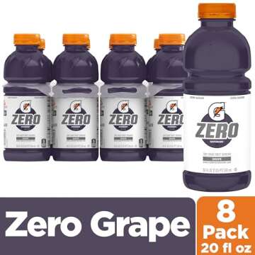 Gatorade Zero Sugar Grape Sports Drink 20oz Bottles 8 Pack