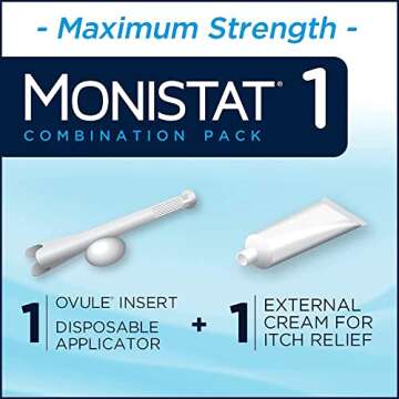 Monistat 1 Day Yeast Infection Treatment for Women, 1 Miconazole Ovule Insert & External Monistat Anti-Itch Cream Bundle