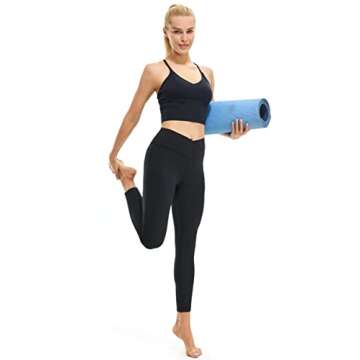 TOPYOGAS Women's Casual Bootleg Yoga Pants V Crossover High Waisted Flare Workout Pants Leggings G-Black