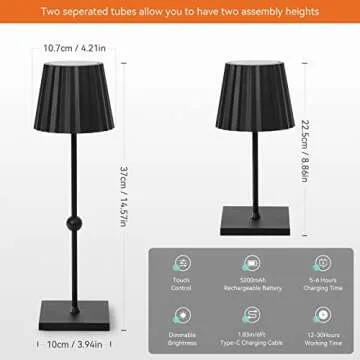 HUIVEOO Cordless Table Lamp - Rechargeable & Waterproof
