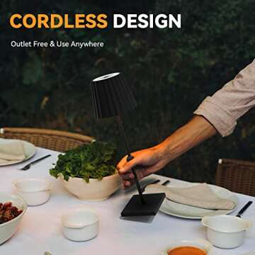 HUIVEOO Cordless Table Lamp - Rechargeable & Waterproof