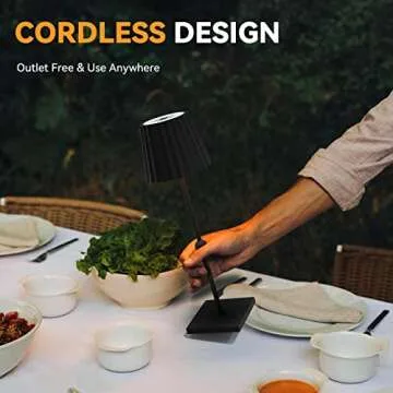 HUIVEOO Cordless Table Lamp - Rechargeable & Waterproof