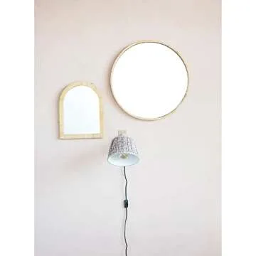 Creative Co-Op Arched Rattan Wall Mirror, Natural Finish, 13.5 in L x 1.25 in W x 17.25 in H