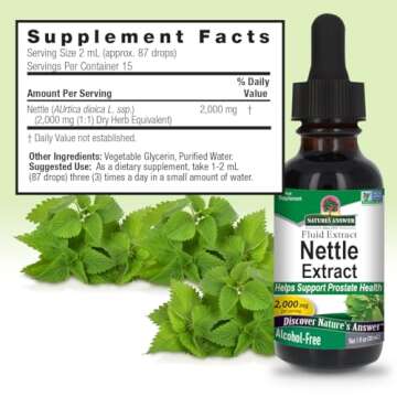 Nature's Answer Nettle Extract 1 Ounce – Gluten Free, Non-GMO, Alcohol-Free, Kosher, Supports Prostate Function & Male Wellness – Made in The USA, Functional for Nettle Tea
