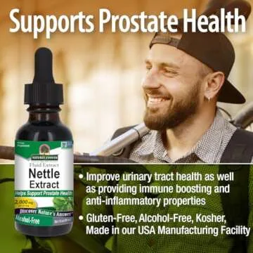 Nature's Answer Nettle Extract 1 Ounce – Gluten Free, Non-GMO, Alcohol-Free, Kosher, Supports Prostate Function & Male Wellness – Made in The USA, Functional for Nettle Tea