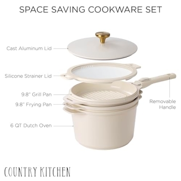 Country Kitchen Stackable Pot Set - Nonstick Cookware Solution!