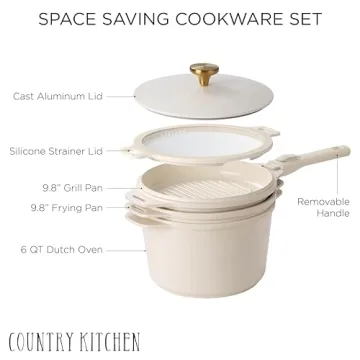 Country Kitchen Stackable Pot Set - Nonstick Cookware Solution!