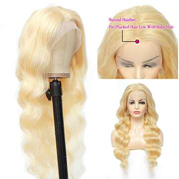 Loyom 613 Body Wave Lace Front Wig Human Hair 10a Brazilian 13x4 Blonde Lace Frontal Wigs 200 Density Pre Plucked Bleached Knots with Baby Hair 22 inch