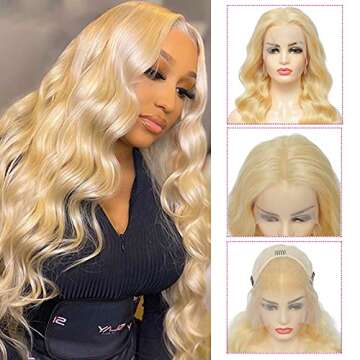 Loyom 613 Body Wave Lace Front Wig Human Hair 10a Brazilian 13x4 Blonde Lace Frontal Wigs 200 Density Pre Plucked Bleached Knots with Baby Hair 22 inch