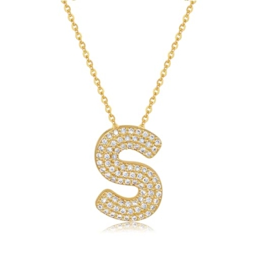 Elegant Gold Plated Cubic Zirconia Initial Necklace - Personalized Gift for Women