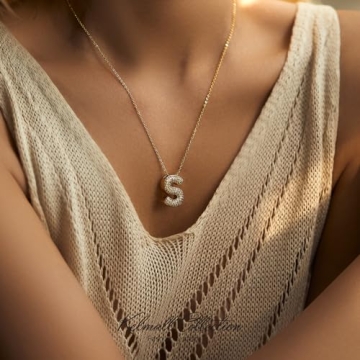 Gold Plated Cubic Zirconia Initial Necklace Personalized Gift