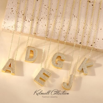 Gold Plated Cubic Zirconia Initial Necklace Personalized Gift