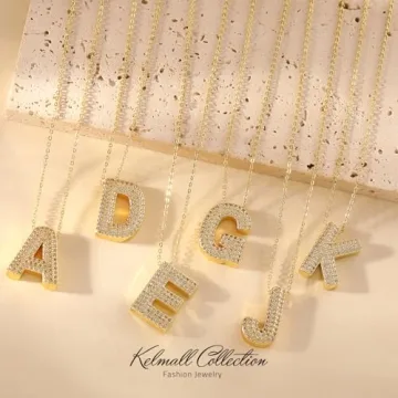 Gold Plated Cubic Zirconia Initial Necklace Personalized Gift