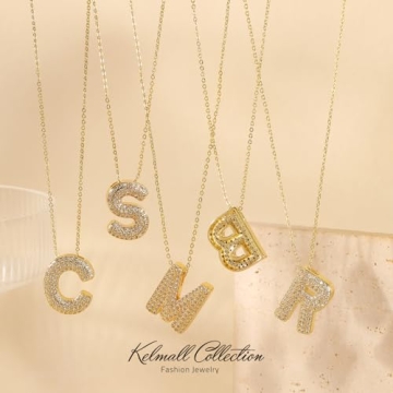 Gold Plated Cubic Zirconia Initial Necklace Personalized Gift