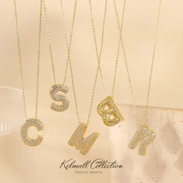 Gold Plated Cubic Zirconia Initial Necklace Personalized Gift